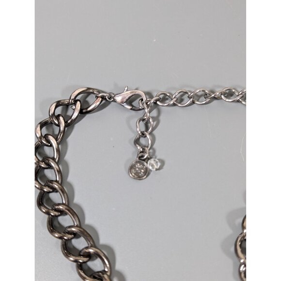 Simply Vera Wang Gray Triangle Glass Cabochon Rhinestone Statement Necklace Bold - Picture 5 of 7